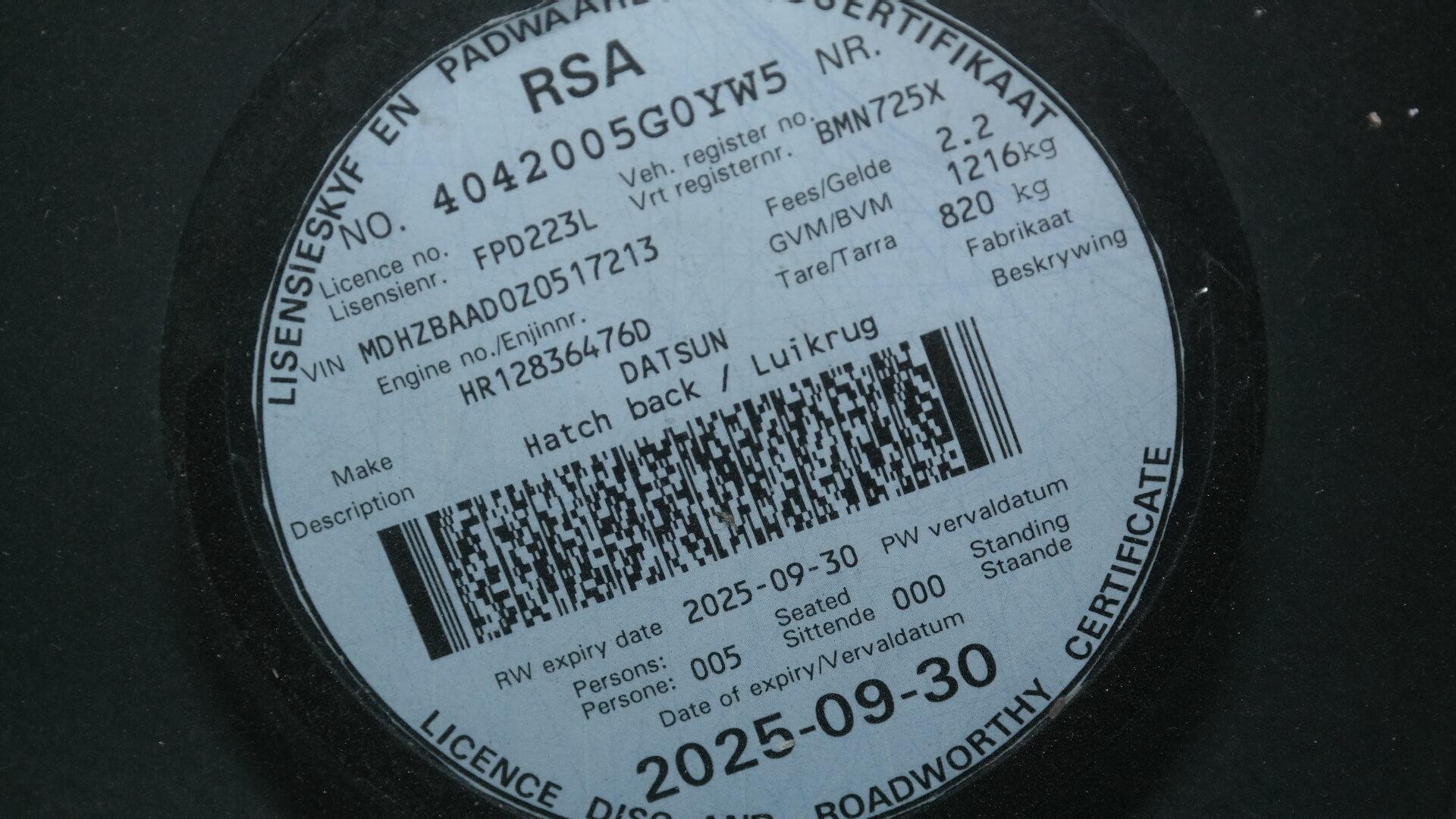 Repossessed Datsun GO 1.2 Mid 2020 on auction with a price of R 132,100. Datsun GO 1.2 Mid